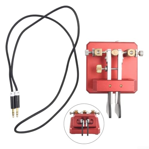 Tragbar für Morsecode-Taste, Kurzwellen-Doppelpaddel-Code-Taste, automatisch für Morsetelegraphen-Taste, Dual-3,5-mm-Audio-Schnittstelle mit 1 m Kabel (rot) von Vilgftyiet