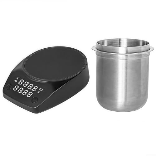 Tragbare digitale Kaffeewaage mit 0 1 g Genauigkeit und 1 5 kg maximalem Gewicht, LED-Bildschirm, rutschfester Boden und Dosierbecher für präzise Kaffeemessung (Waage Cup Set) von Vilgftyiet