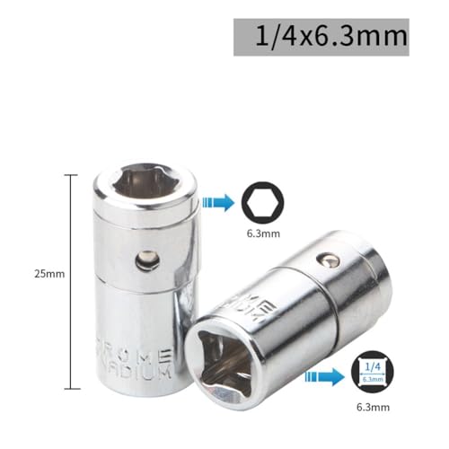 Verchromtes Steckschlüssel-Adapter-Set, 1/4, 3/8, 1/2 Zoll Vierkant auf Sechskant, Spiegel-Finish, Schraubendreher-Bit-Zubehör für Handwerkzeuge von Vilgftyiet