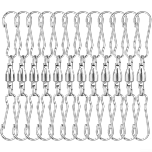 Vilgftyiet 12 Stück drehbare Doppelhaken Clips Edelstahl 360 Grad drehbare Kleiderbügel für Windspiele Blumentöpfe Vogelfutterspender Drachen Flaggen Party Dekorationen Outdoor Garten 7,2 cm von Vilgftyiet
