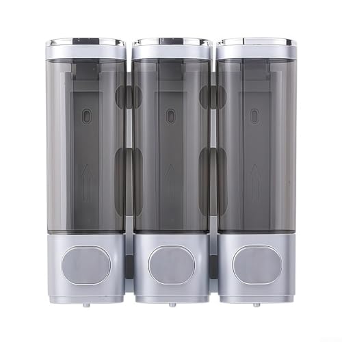 Vilgftyiet 300 ml Seifenspender mit Wandhalterung, verbesserte Pumpe, auslaufsicheres Design für Shampoo und Spülung, einfache Installation, stilvoll für Badezimmer (Silber) von Vilgftyiet