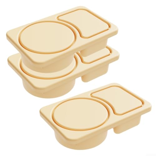 Vilgftyiet 3er-Pack Silikon-Snack-Behälter – Doppel-Fächer auslaufsichere Boxen für Obst/Joghurt (15 x 8,6 x 3,7 cm), mikrowellen- und spülmaschinenfest (Rosa/Blau/Gelb/Violett/Hellblau) (Gelb) von Vilgftyiet