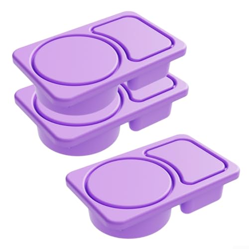 Vilgftyiet 3er-Pack Silikon-Snack-Behälter – Doppel-Fächer auslaufsichere Boxen für Obst/Joghurt (15 x 8,6 x 3,7 cm), mikrowellen- und spülmaschinenfest (Rosa/Blau/Gelb/Violett/Hellblau) (Violett) von Vilgftyiet