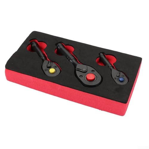 Vilgftyiet 72-Zahn-Ratschenschlüssel-Set mit Schnellspanner, umkehrbarer Kopf, 1/4 3/8 1/2 Zoll Antrieb, für Auto Motorrad Elektrofahrzeug Wartung (schwarz) von Vilgftyiet