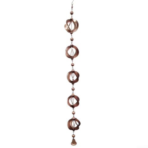 Vilgftyiet Deko 108cm Regenwasserkette mit Glocken Garten Kunst Metall Regenfänger Fallrohr Ersatz für Dachrinnen Wasserspiel Outdoor Entwässerungssystem Home Decoration Perlen Design von Vilgftyiet