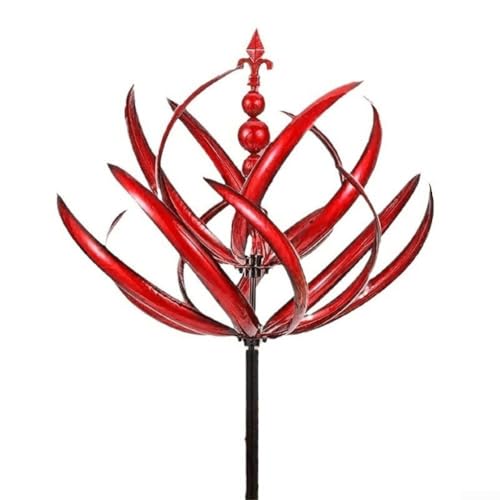 Vilgftyiet Dekorative Metall-Windmühle, Spinner, Gartenkunst-Skulptur mit reflektierender Oberfläche, drehbar, Outdoor-Ornament für Rasen, Terrasse, Hinterhof, 20 x 90 cm (rot) von Vilgftyiet