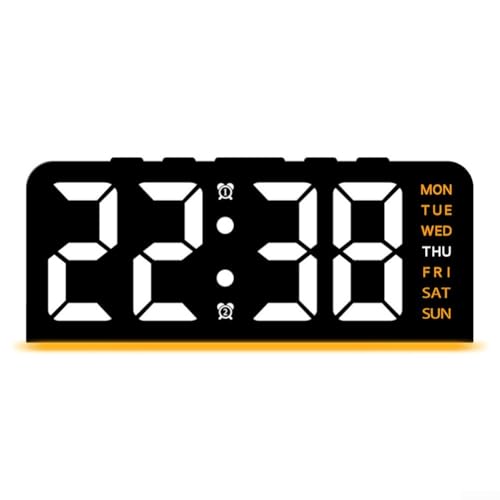Vilgftyiet Digitaler LED-Wecker mit Umgebungslicht und 4 Helligkeitsstufen, AAA-Batterie-Backup für Stromausfälle, moderne Schreibtischuhr für Schlafzimmer oder Büro, mehrere Farboptionen (orange) von Vilgftyiet