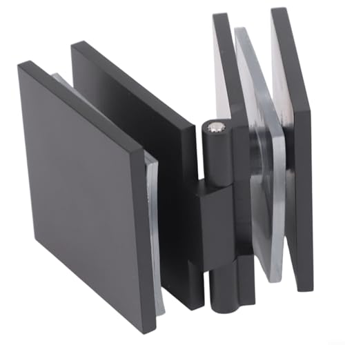 Vilgftyiet Duschtürglas für 8-12 mm gehärtetes Glas, quadratisches Messingscharnier, 0-Grad-Winkel, einfache Installation, Badezimmer-Dekor (schwarz) von Vilgftyiet