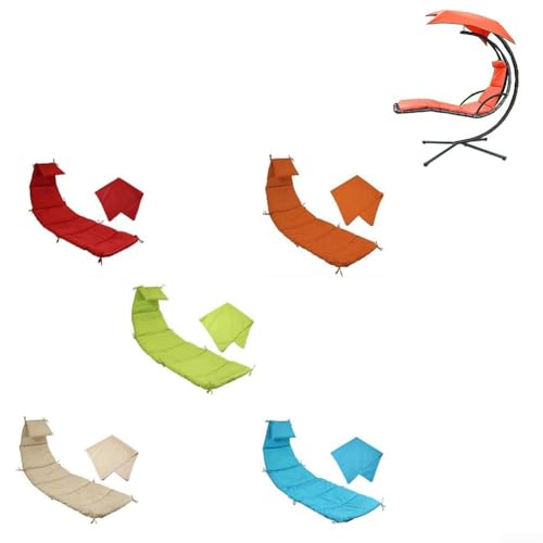 Vilgftyiet Ersatzbezug für Hängesessel und Regenschirm, Stoff-Set für gebogene Chaiselongue Terrassenschaukel, wasserdichtes Outdoor-Kissen mit Eckenschutz und Zurrseilen (rot) von Vilgftyiet