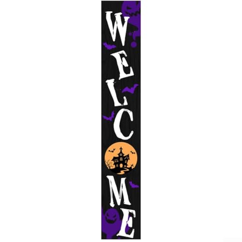 Vilgftyiet Halloween-Veranda-Schild für gruseliges Spaß-Flair, Holzmaterial für Eingänge oder Terrassen, 119,9 cm hoch, stehend oder hängend, dekoratives Willkommensschild für Freunde und Familie Vilgftyiet Halloween-Veranda-Schild für gruseliges Spaß-Flair, Holzmaterial für Eingänge oder Terrassen, 119,9 cm hoch, stehend oder hängend, dekoratives Willkommensschild für Freunde und Familie von Vilgftyiet
