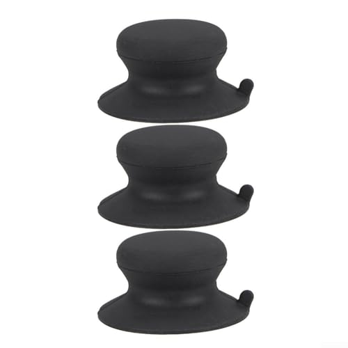 Vilgftyiet Hitzebeständiges Silikon-Topfdeckel-Griff-Set mit starkem Saugnapf, allgemeiner Anti-Verbrühungs-Griff, Mehrzweck-Telefonständer, leicht zu reinigen, tragbares Design, 3 Stück (schwarz) Vilgftyiet Hitzebeständiges Silikon-Topfdeckel-Griff-Set mit starkem Saugnapf, allgemeiner Anti-Verbrühungs-Griff, Mehrzweck-Telefonständer, leicht zu reinigen, tragbares Design, 3 Stück (schwarz) von Vilgftyiet