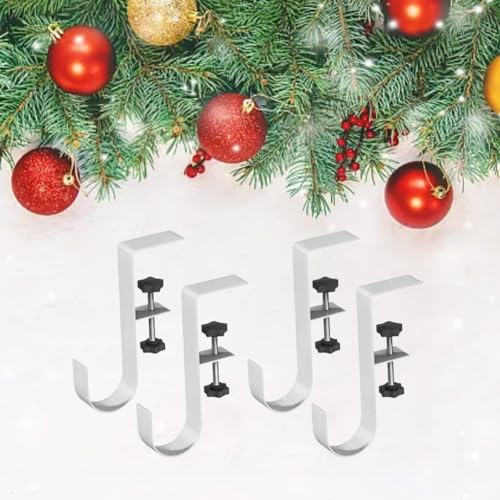 Vilgftyiet Kaminsimshaken Set mit 4 Stück, ohne Bohren, Strumpfaufhänger und Girlanden-Clips für Weihnachtsdekorationen, verstellbare Kaminregal-Haken, passend für 1,2 cm bis 5,9 cm dicke Regale (weiß Vilgftyiet Kaminsimshaken Set mit 4 Stück, ohne Bohren, Strumpfaufhänger und Girlanden-Clips für Weihnachtsdekorationen, verstellbare Kaminregal-Haken, passend für 1,2 cm bis 5,9 cm dicke Regale (weiß von Vilgftyiet