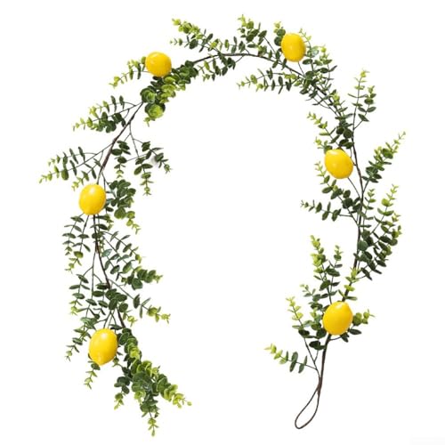 Vilgftyiet Künstliche Zitronen-Girlande, dekorativ, grüne Blätter, Ranke, Früchte, hängende Girlande mit Zitronenblättern für Hochzeit, Party, Zuhause, Küche, Wand, Tür, Tisch, Tafelaufsatz, Innen Vilgftyiet Künstliche Zitronen-Girlande, dekorativ, grüne Blätter, Ranke, Früchte, hängende Girlande mit Zitronenblättern für Hochzeit, Party, Zuhause, Küche, Wand, Tür, Tisch, Tafelaufsatz, Innen von Vilgftyiet