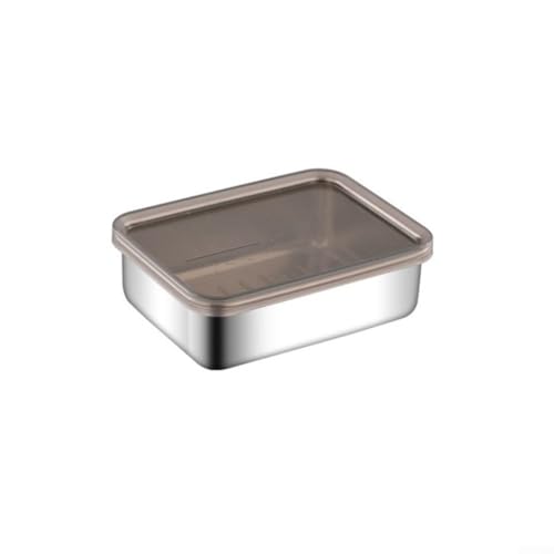 Vilgftyiet Mehrzweck-Aufbewahrungsbehälter aus Edelstahl mit Kunststoffdeckel, Küchen-Organizer-Box für Käse, Fleisch, Aufschnitt, Kühlschrank, Aufbewahrungsbox (13 x 10 x 4 cm) von Vilgftyiet