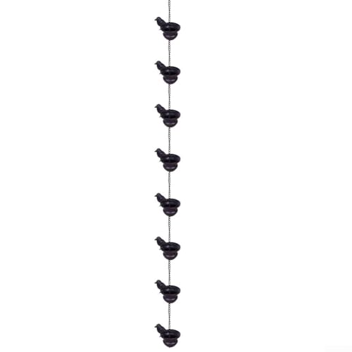 Vilgftyiet Metall-Wasserumleitungskette mit hängender Schale und Vogel-Design für Gartenrinnendekoration, rostbeständiges Outdoor-Wasserspiel für Veranda, Hof oder Hof, schwarz, 60 cm (8 Stück) von Vilgftyiet