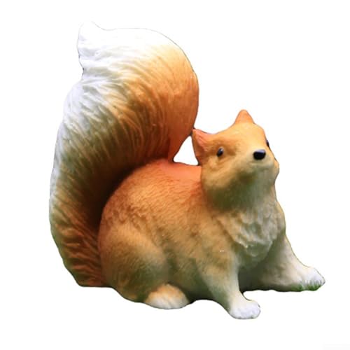 Vilgftyiet Niedliche Eichhörnchen-Figur, Kunstharz, Ornament für Sukkulenten, Moos, Garten, Terrarium, Bonsai, Desktop, Heimdekoration (hockende Haltung) von Vilgftyiet
