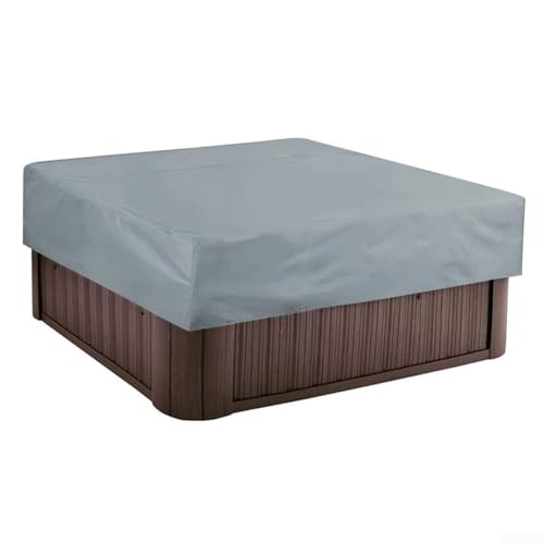 Vilgftyiet Outdoor Spa Abdeckung Schutzkappe mit Zugschnur Design Hot-Tub Cover 190T Silber beschichtetes wasserdichtes Gewebe wetterbeständig Poolabdeckung 220x220x30cm Grau von Vilgftyiet