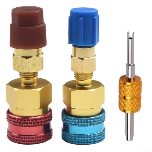 Vilgftyiet R12 auf R134a und R1234YF Schnellkupplungsadapter mit Schraubenschlüssel – Messing und Aluminium AC-Stecker, 14 SAE-Buchse auf 13 mm, 2 Stück Vilgftyiet R12 auf R134a und R1234YF Schnellkupplungsadapter mit Schraubenschlüssel – Messing und Aluminium AC-Stecker, 14 SAE-Buchse auf 13 mm, 2 Stück von Vilgftyiet
