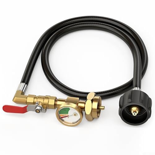 Vilgftyiet Safe Propangas-Flaschen-Nachfülladapter, 0,5 kg, mit 91 cm Schlauch-Manometer, robuste Messing-Anschlüsse, auslaufsicheres Design von Vilgftyiet