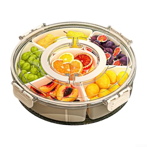 Vilgftyiet Sechs Gitter Rotatile Obstteller Tragbare Runde Snackbox mit Deckel 360° drehbares Design Luftdichte Fächer Vielseitiger Lebensmittelbehälter für Picknicks Büro Zuhause 28 x 28 x 8 cm Vilgftyiet Sechs Gitter Rotatile Obstteller Tragbare Runde Snackbox mit Deckel 360° drehbares Design Luftdichte Fächer Vielseitiger Lebensmittelbehälter für Picknicks Büro Zuhause 28 x 28 x 8 cm von Vilgftyiet