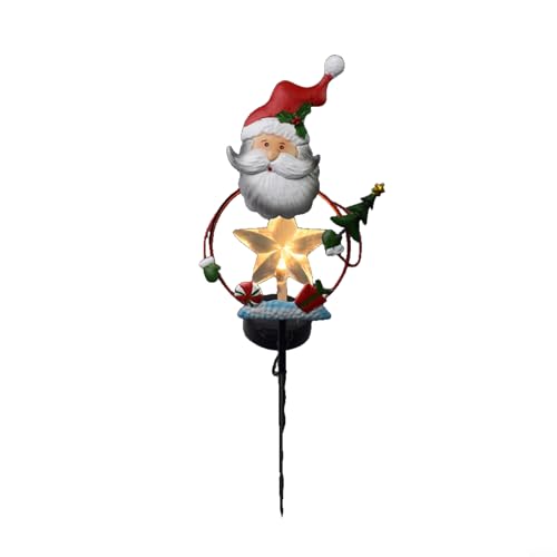 Vilgftyiet Solar-Gartenleuchte mit Weihnachtsmann-Motiv und Eisen, für festliche Hof- und Wegbeleuchtung (Weihnachtsmann) von Vilgftyiet