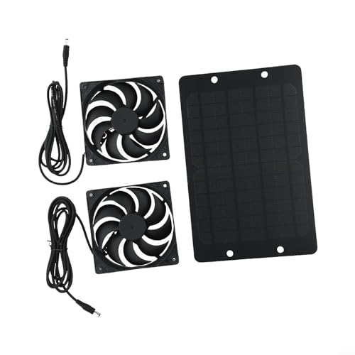 Vilgftyiet Solarpanel-Ventilator-Set, Outdoor-Solarpanel-Abluftventilatoren, Gewächshausventilatoren, Kühlventilatoren, tragbarer Ventilator für Schuppen, Gewächshaus, Hühnerstall, 1 Stück (D) von Vilgftyiet