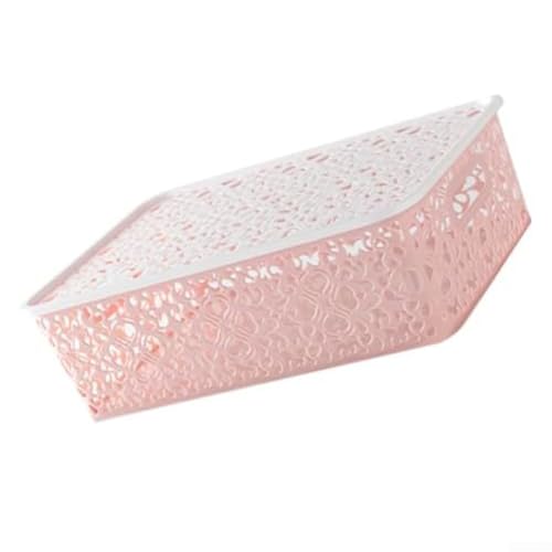 Vilgftyiet Stapelbare Aufbewahrungsbox aus Kunststoff mit Deckel – großer rosa hohler Organizer für Kleidung, Kosmetik, Spielzeug – platzsparendes Design (Rosa) von Vilgftyiet