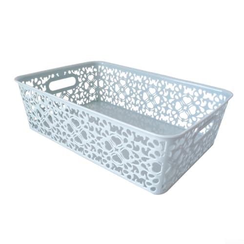 Vilgftyiet Stapelbare Aufbewahrungsbox aus Kunststoff mit Deckel – großer rosa hohler Organizer für Kleidung, Kosmetik, Spielzeug – platzsparendes Design (blau) von Vilgftyiet