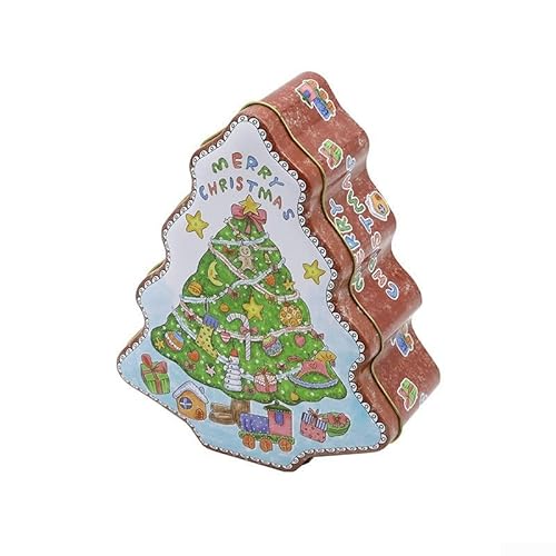 Vilgftyiet Süßigkeitenbox in Weihnachtsbaumform, 18 x 15 x 6,5 cm, Eisen, Aufbewahrungsbehälter für Süßigkeiten, Leckereien oder kleine Geschenke, festliches dekoratives Glas für Heimdekoration von Vilgftyiet