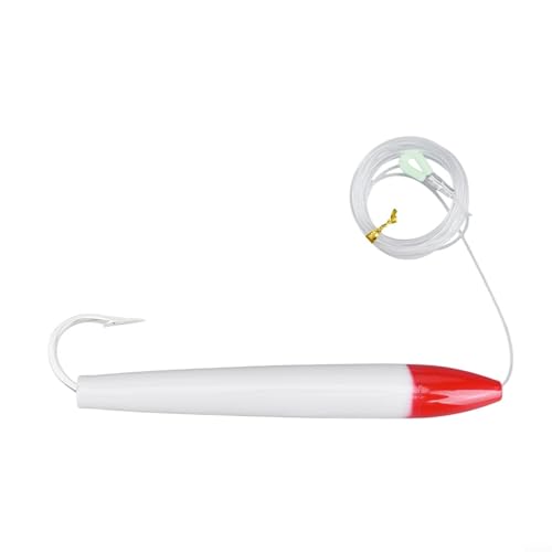 Vilgftyiet Thunfischköder aus Zedernholz, gegossene Schleppbleistiftköder zum Angeln, 15,5 cm, 74,5 g, Metall-Kunststoff-Konstruktion (rot) von Vilgftyiet