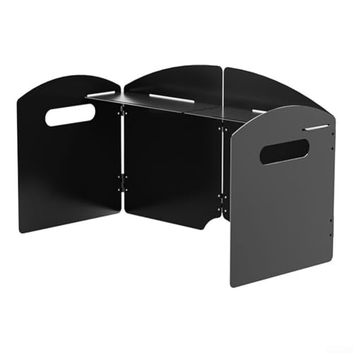 Vilgftyiet Tragbarer faltbarer Camping-Windschutz – Edelstahl Outdoor Kochen Windschutzscheibe mit Tragetasche (41 x 25 x 30 cm, schwarz) (vierfach) von Vilgftyiet