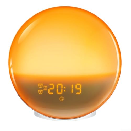 Vilgftyiet Wecker mit Sonnenaufgang und Sonnenuntergang, mit Dual-Alarmen und FM-Radio – 16 cm – Einschlafhilfe, 20 Helligkeitsstufen, 7 Farben von Vilgftyiet
