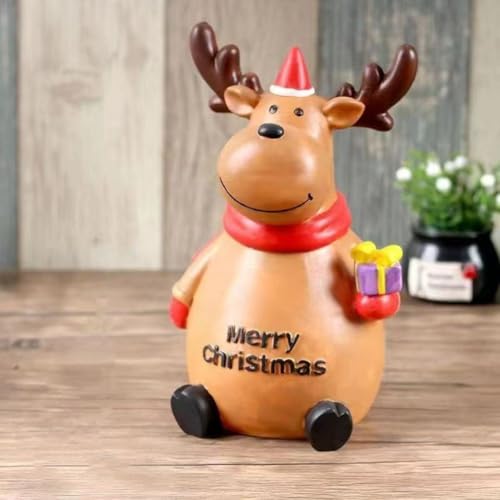 Vilgftyiet Weihnachtsfiguren-Set aus Kunstharz mit Weihnachtsmann, Schneemann, Rentier und Weihnachtsbaum, Urlaubsdekoration für Kaminsims, Tischplatte oder Weihnachtsbaum (Rentier) von Vilgftyiet