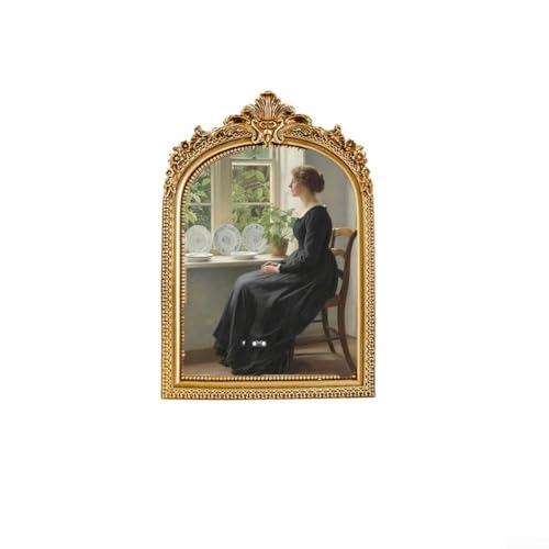 Vintage Gold Resin Picture Frame, handcrafted with intricate floral details, providing multiple display options for photo showcasing in home environments (Gold 17.8 cm) von Vilgftyiet