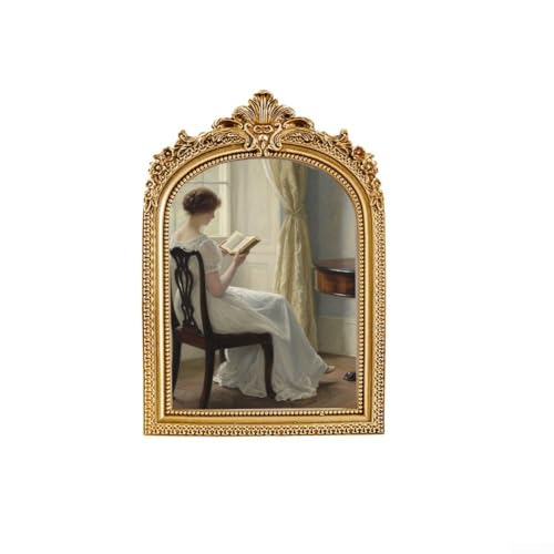 Vintage Gold Resin Picture Frame, handcrafted with intricate floral details, providing multiple display options for photo showcasing in home environments (Gold 20.3 cm) von Vilgftyiet