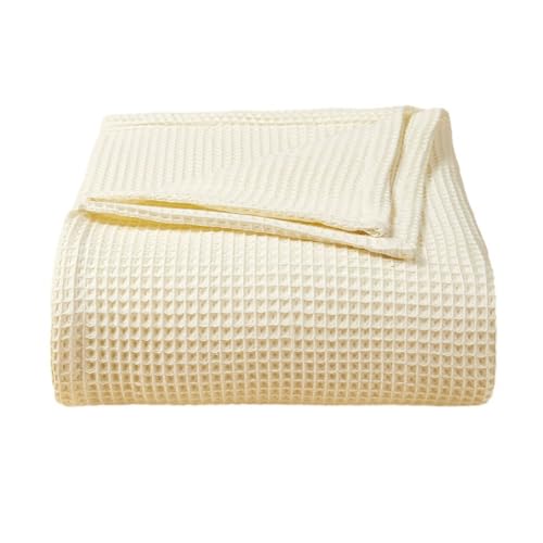 Waffeldecke aus reiner Baumwolle, Netz-Überwurf für Baby-Nickerchen, kariertes Design, weich, bequem, leicht, atmungsaktiv, Ganzjahresdecke, Heimdekoration, 109,2 x 71,1 cm (beige) von Vilgftyiet