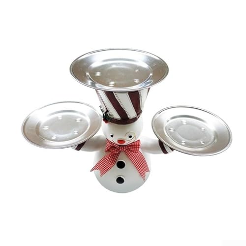 Weihnachtsmann Kellner Kunstharz Figur Weihnachten Schneemann Santa mit Tablett für Snack Obst, Indoor Home Tisch Weihnachtsdekoration Snacktablett Snackhalter (The Snow Man) von Vilgftyiet