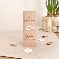 Personalisiertes Geschenk Kommunion Konfirmation Firmung Taufe | Kerzenständer Mädchen Junge Teelichthalter Kleinigkeit Deko Idee Holz von ViliveDE