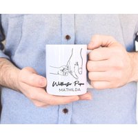 Personalisiertes Geschenk Papa | Vatertag Vatertagsgeschenk Tasse Line Art Händer Geburtstag Vater & Kind Mit Name Keramiktasse von ViliveDE