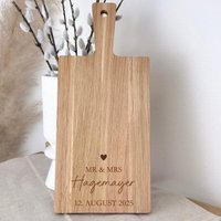 Personalisiertes Hochzeitsgeschenk Schneidebrett | Gravur Mr Mrs Namen & Datum Verlobung Einzug Brautpaar Eichenholz Geldgeschenk Idee von ViliveDE