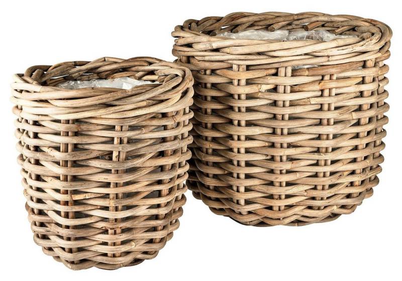 Villa Collection Denmark Blumentopf Pflanzenkorb Set 2 Stk. Rattan Höhe 42 Ø 38 cm / Höhe 47 cm Ø 52 cm von Villa Collection Denmark