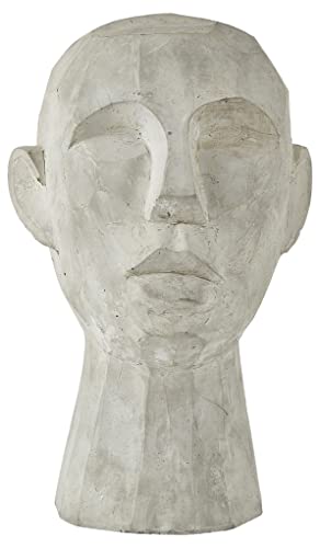 Villa Collection Talvik Kopf Figur Deko, Dekorative Skulptur aus Beton/Zement, Skandinavische Deko Modern, 18 x 19 x 30 cm, Grau von Villa Collection