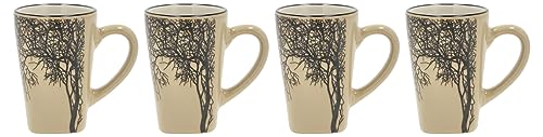 Villa Collection Hela Espressotassen Set 4 Stück, Kleine Tassen/Kaffeebecher für Espresso, mit Henkel, aus Steingut/Keramik, Durchm. 5,5 cm, Höhe 8 cm, 10 cl, Braun von Villa Collection