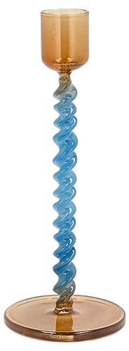 Villa Collection Styles Glaskerzenhalter Dia 7,4 x 16,3 cm Blau/Amber von Villa Collection