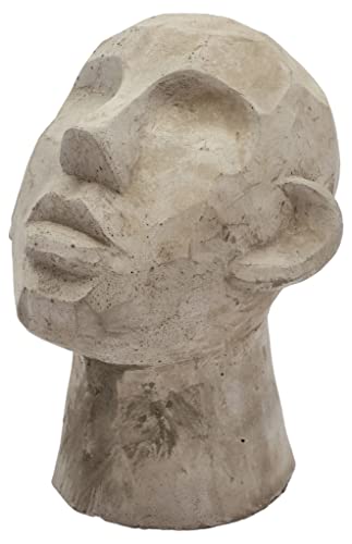 Villa Collection Talvik Kopf Figur Deko, Dekorative Skulptur aus Beton/Zement, Skandinavische Deko Modern, 16 x 18 x 23 cm, Grau von Villa Collection