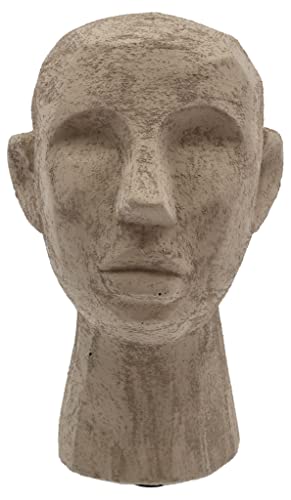Villa Collection Talvik Kopf Figur Deko, Dekorative Skulptur aus Beton/Zement, Skandinavische Deko Modern, 18,5 x 19,5 x 30 cm, Graubraun von Villa Collection
