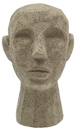 Villa Collection Talvik Kopf Figur Deko, Dekorative Skulptur aus Beton/Zement, Skandinavische Deko Modern, 18,5 x 19,5 x 30 cm, Olivgrün von Villa Collection