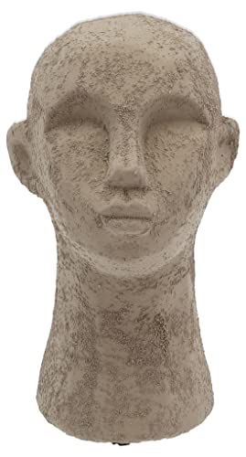 Villa Collection Talvik Kopf Figur Deko, Dekorative Skulptur aus Beton/Zement, Skandinavische Deko Modern, 8,5 x 8,5 x 15 cm, Graubraun von Villa Collection