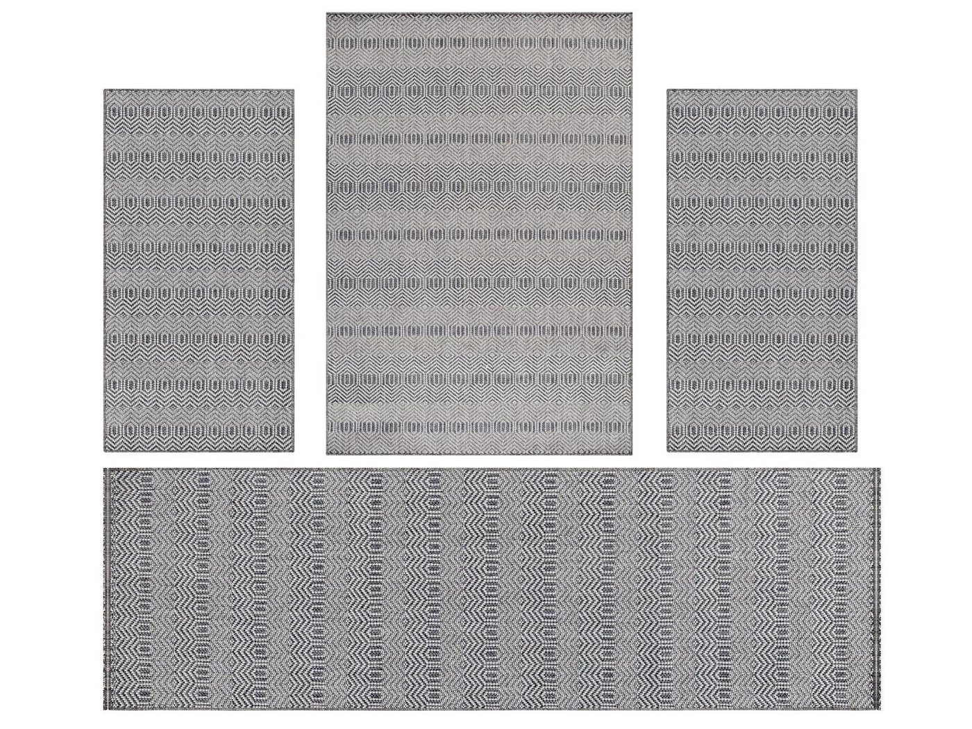 Villa Möbel Bettumrandung Bordüre Design, Höhe 0 mm, (4-tlg), Outdoor Teppich Boho Design Wetterfest für Terrasse Balkon Küche von Villa Möbel