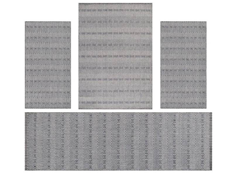 Villa Möbel Bettumrandung Bordüre Design, Höhe 0 mm, (4-tlg), Outdoor Teppich Boho Design Wetterfest für Terrasse Balkon Küche von Villa Möbel